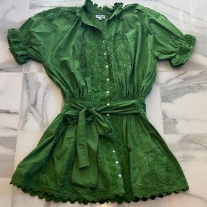 Juliet Dunn Vibrant Green Ruffled Dress
